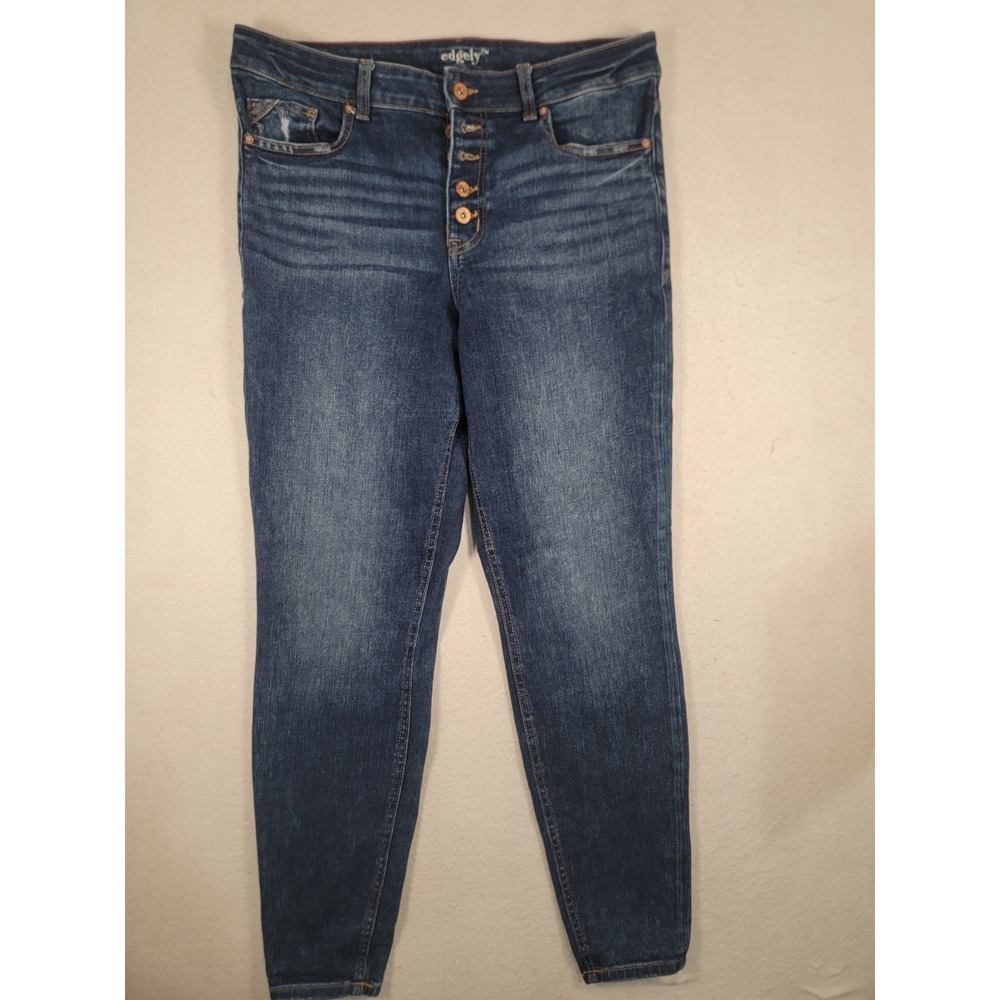 Edgely High Rise Super Skinny Jeans Womens 14‎ Long Dark Wash Button Fly REPREVE